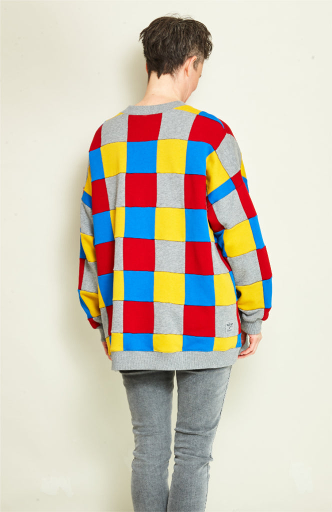 Oversize Pullover bunte kleine Quadrate
