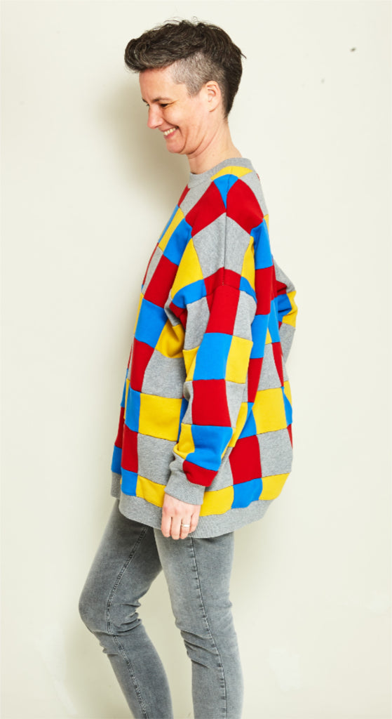 Oversize Pullover bunte kleine Quadrate