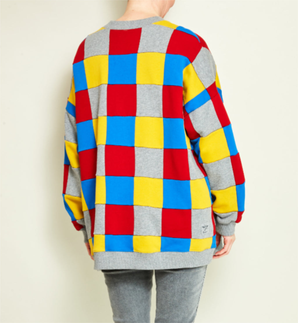 Oversize Pullover bunte kleine Quadrate