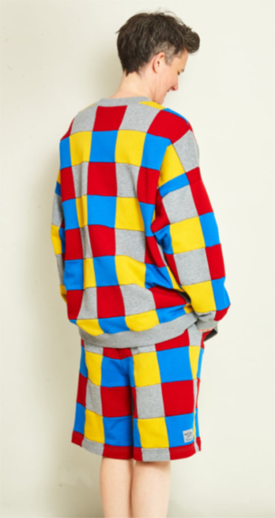 Oversize Pullover bunte kleine Quadrate