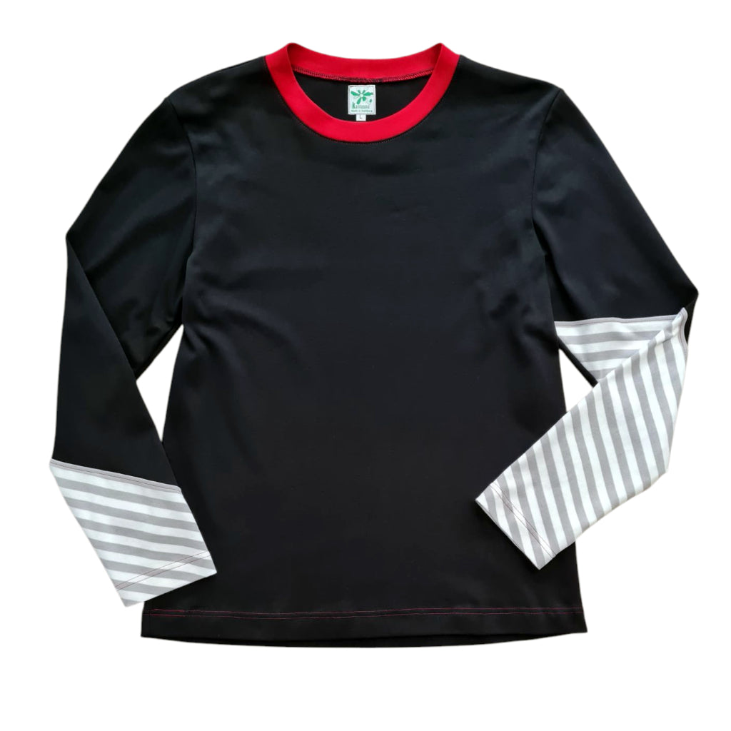 Longsleeve schwarz Streifen Einzelstück