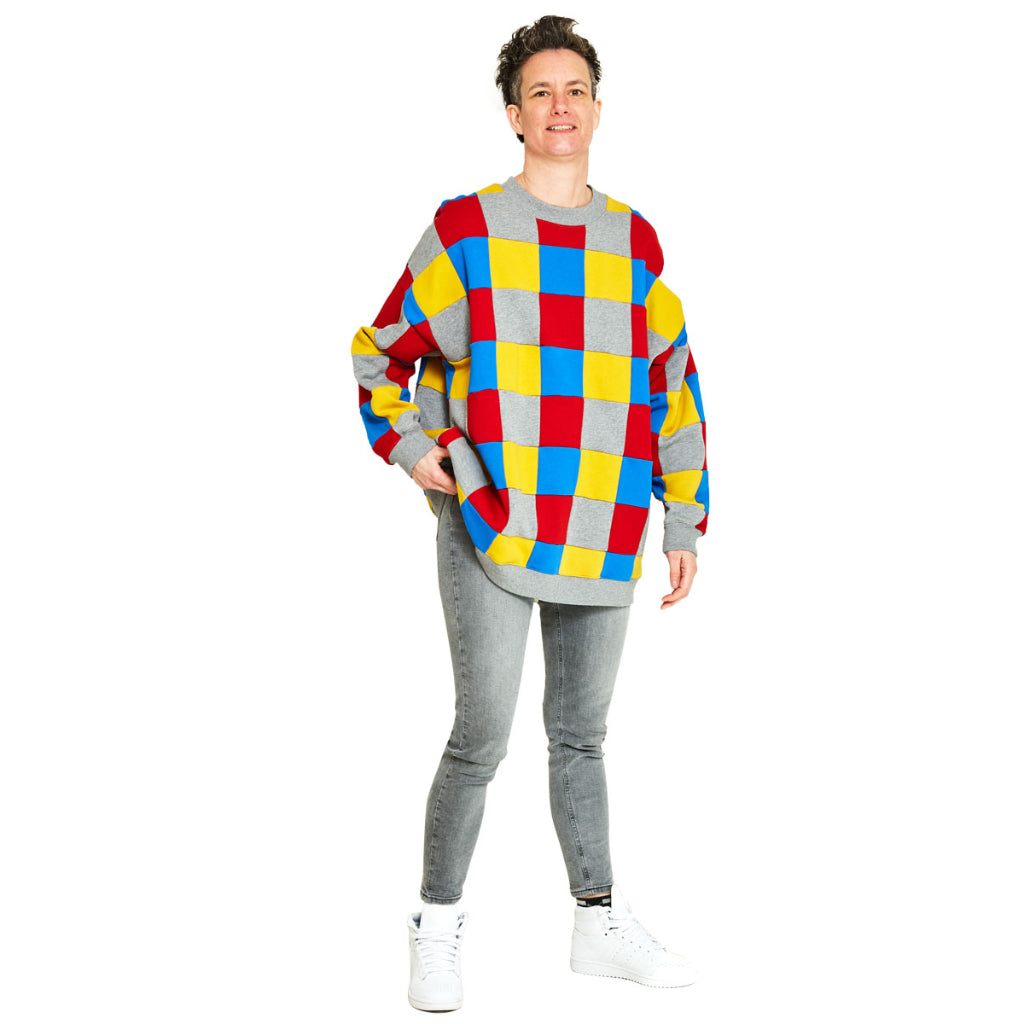 Oversize Pullover bunte kleine Quadrate